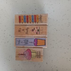 Colorful Wooden Birthday Stamp Set